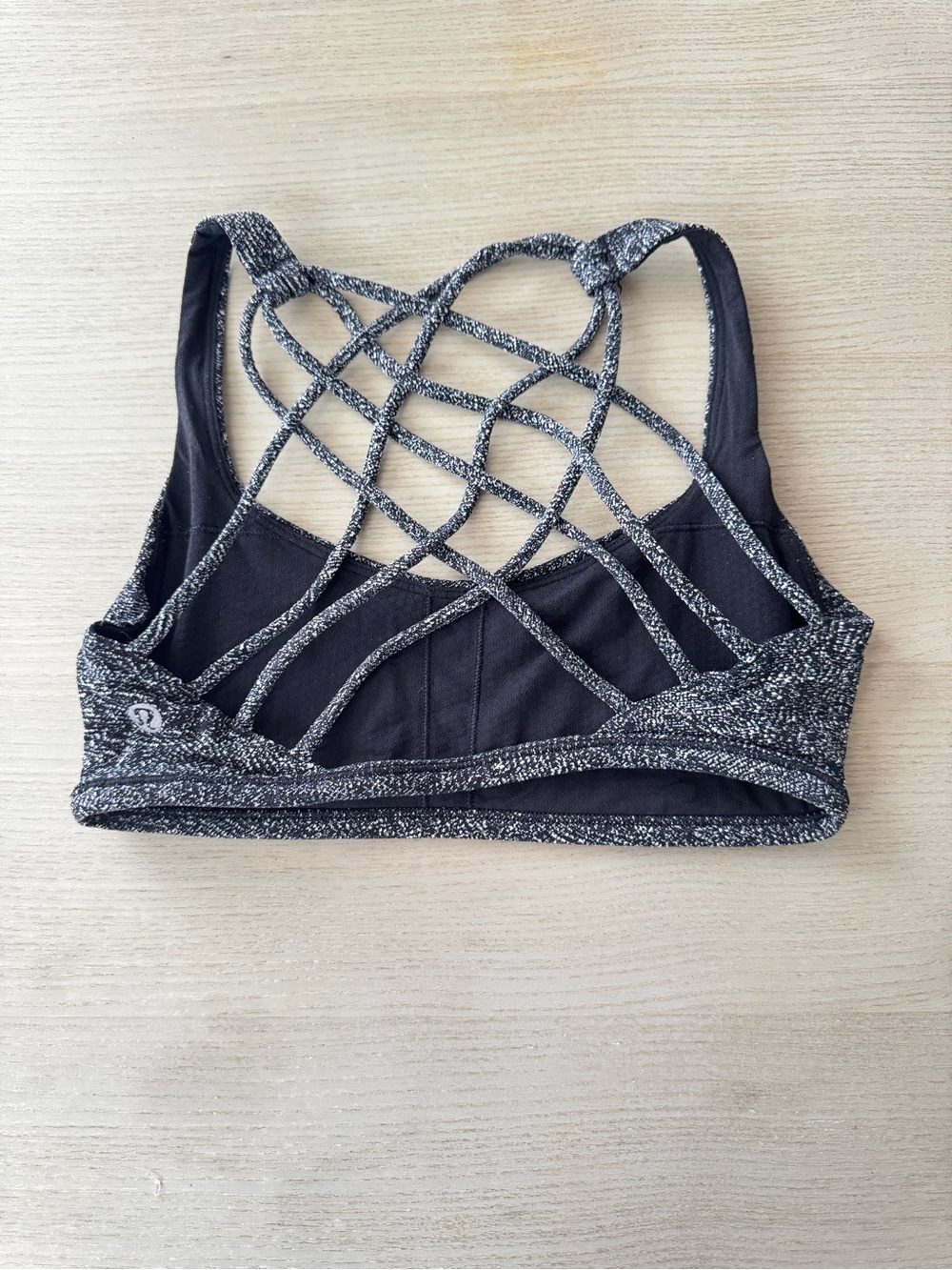 lululemon athletica Black with Heathered Gray Strappy Back Sports Bra